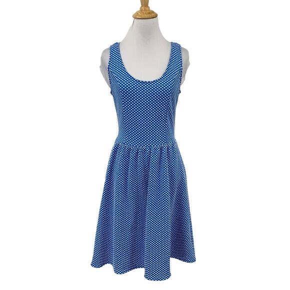 Anthropologie Maeve Dress Womens S Blue Caldera Textured Polka Dot Sleeveless - Picture 2 of 15